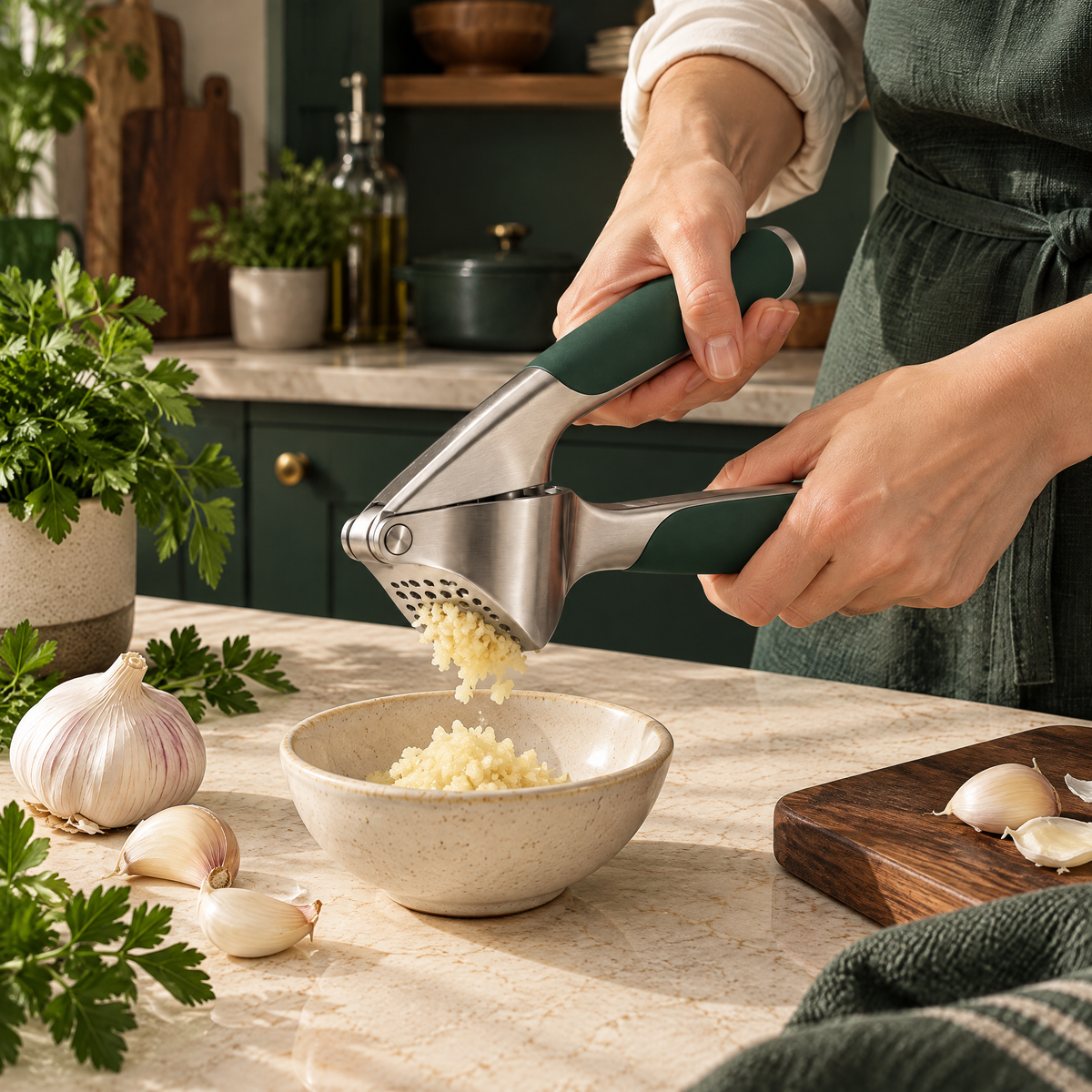 Elvarmere™ Stainless Steel Ergonomic Garlic Press