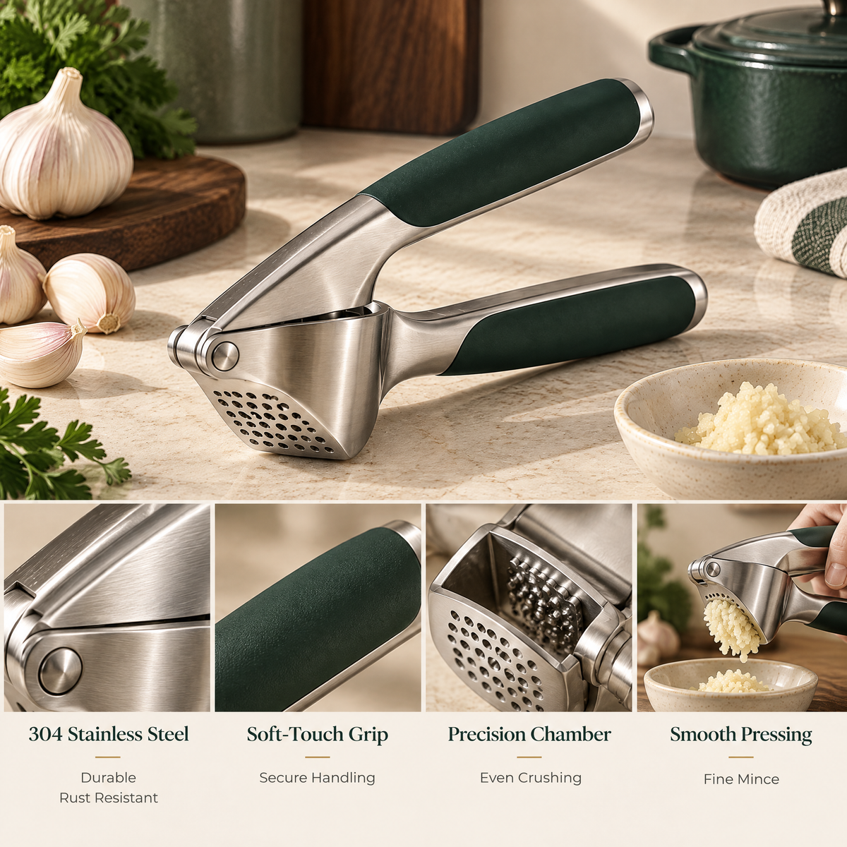 Elvarmere™ Stainless Steel Ergonomic Garlic Press