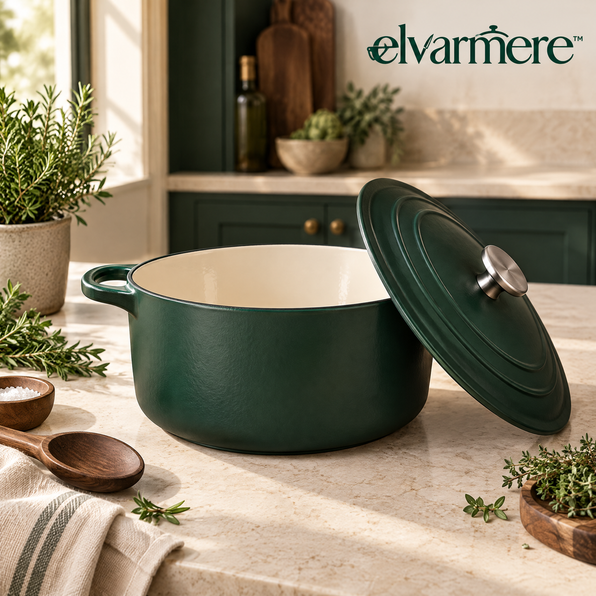 Elvarmere™ Classic Green Covered Dutch Oven