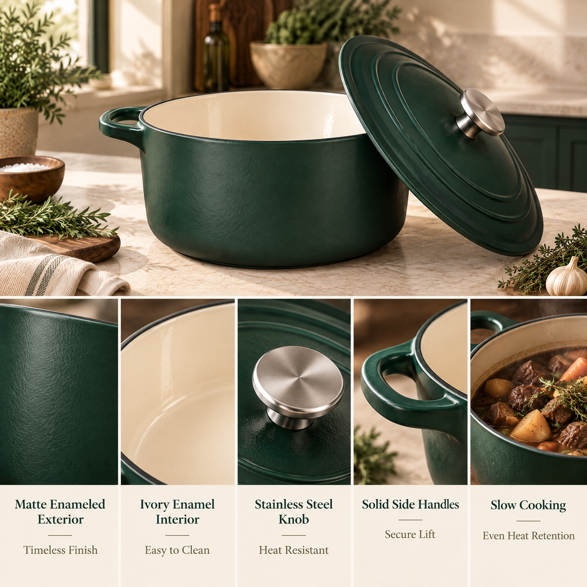Elvarmere™ Classic Green Covered Dutch Oven