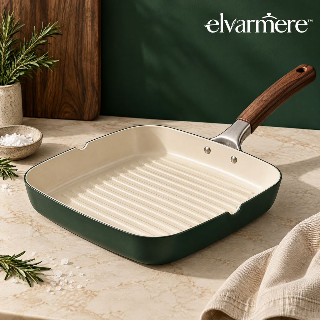 Elvarmere™ Ridged Square Grill Pan with Wood Handle