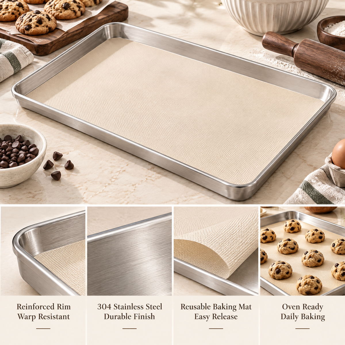 Elvarmere™ Stainless Steel Baking Sheet with Baking Liner