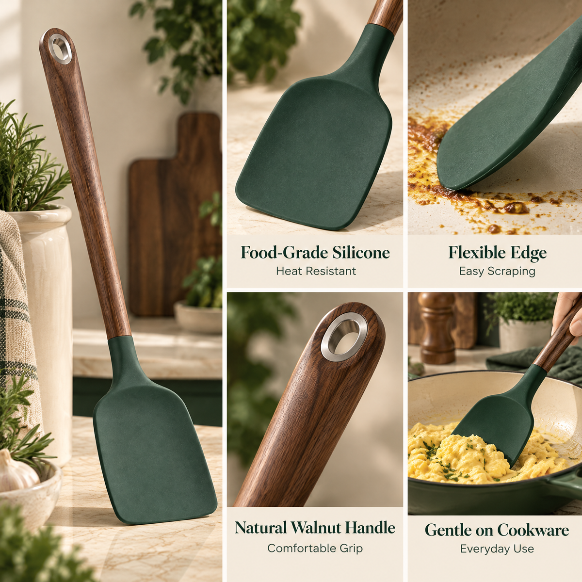 Elvarmere™ Wood Handle Silicone Kitchen Turner