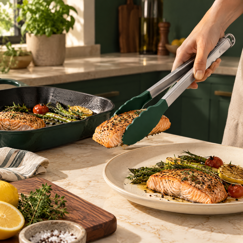 Elvarmere™ Stainless Steel Silicone Kitchen Tongs