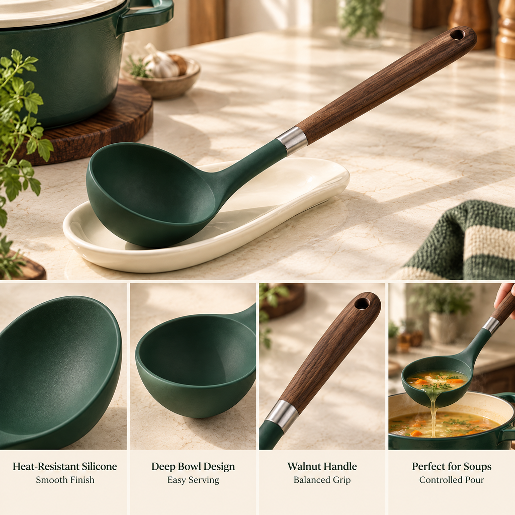 Elvarmere™ Deep Bowl Soup Ladle with Wood Handle