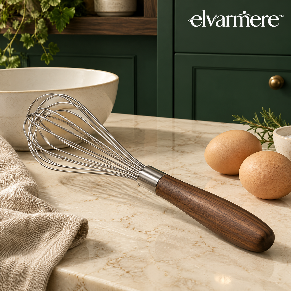 Elvarmere™ Stainless Steel Balloon Whisk with Wood Handle