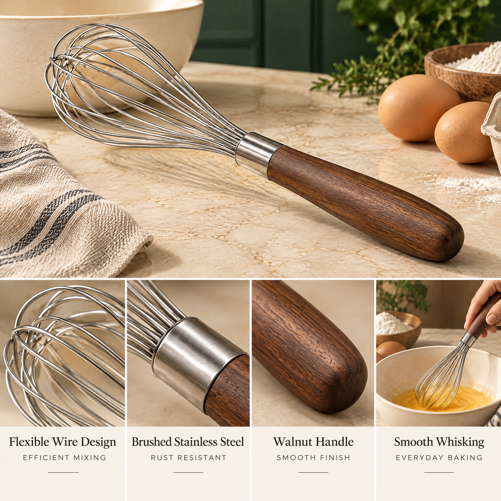 Elvarmere™ Stainless Steel Balloon Whisk with Wood Handle