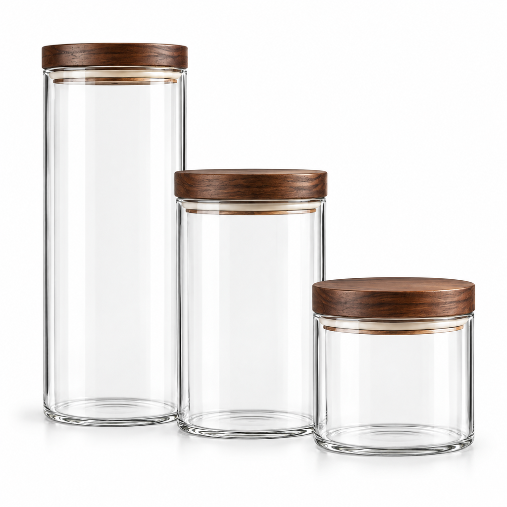 Elvarmere™ Glass Pantry Storage Canister Set with Wood Lids