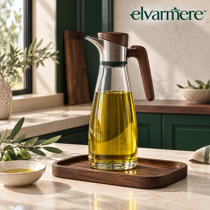 Elvarmere™ Glass Olive Oil Dispenser with Wood Handle