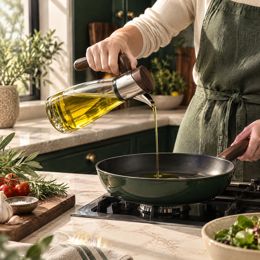 Elvarmere™ Glass Olive Oil Dispenser with Wood Handle