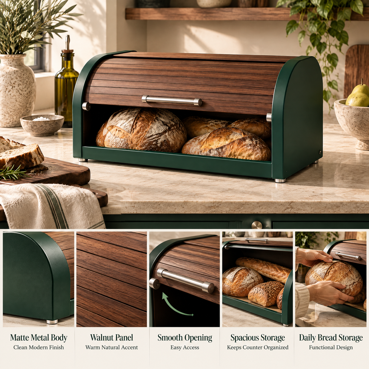 Elvarmere™ Roll-Top Countertop Bread Box